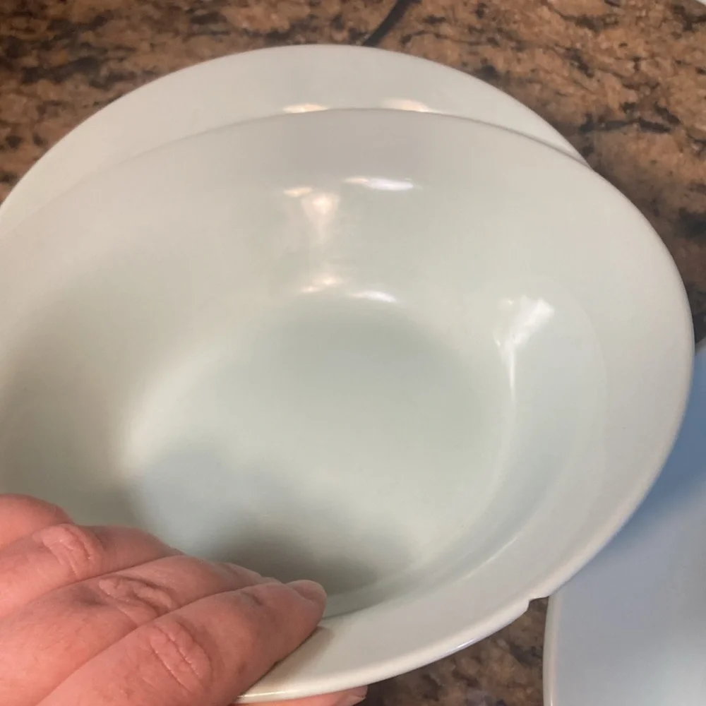 IKEA set of 3 soup bowls and 4 dining plates green